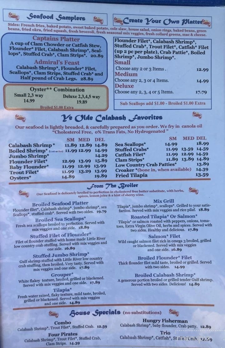 Online Menu of Captain Larry's Seafood Restaurant, Laurinburg, NC