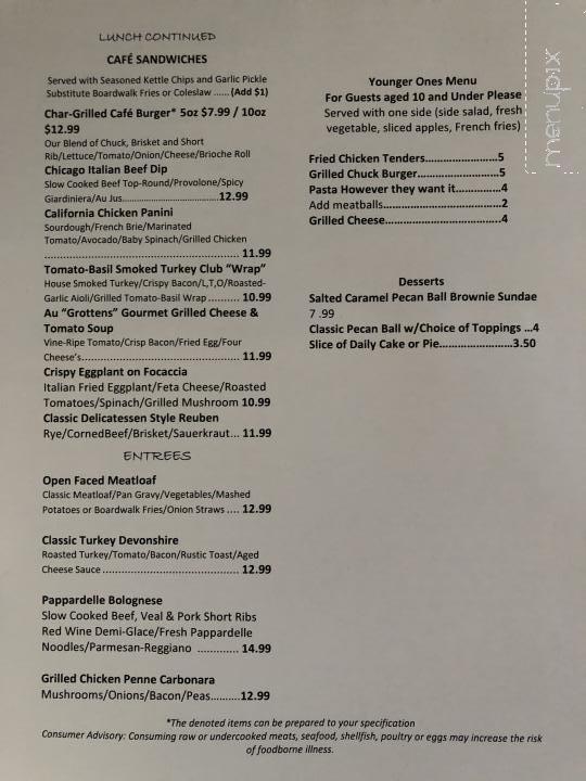 Menu of Au 'Grottens' Cafe & Catering in Bethel Park, PA 15102