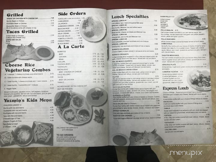 Menu of Sol De Mexico in Virden, IL 62568