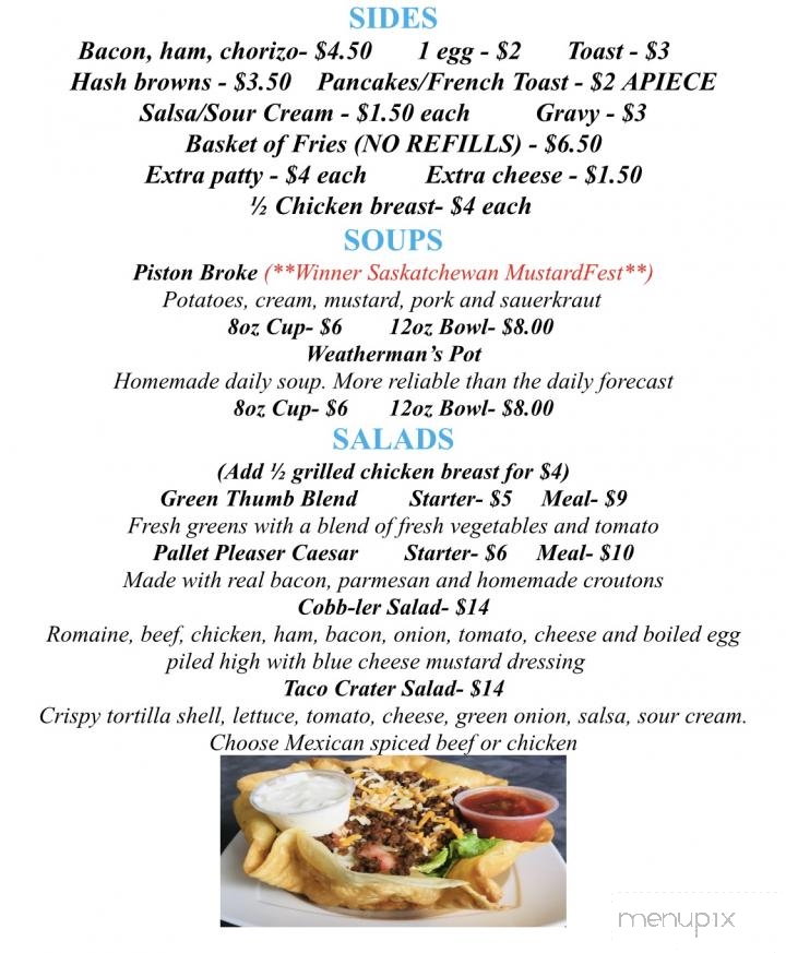 Menu of Industrial Park Cafe in Regina, SK S4N 5W5