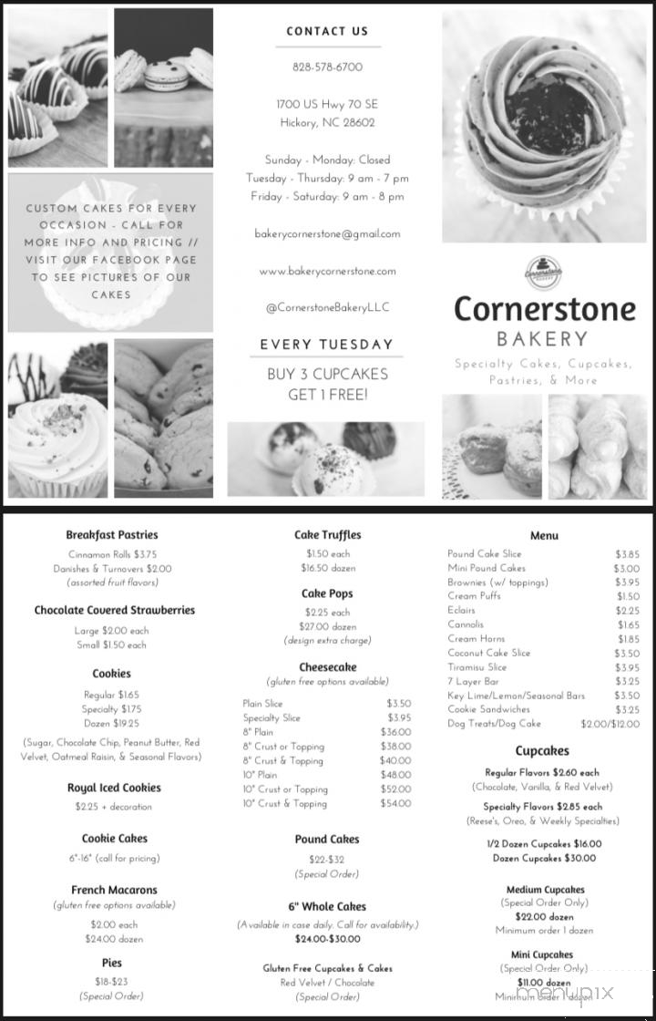 Online Menu of Cornerstone Bakery, Hickory, NC