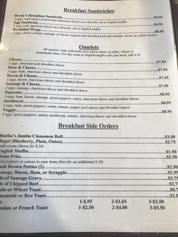 Menu of Earlystown Diner in Centre Hall, PA 16828