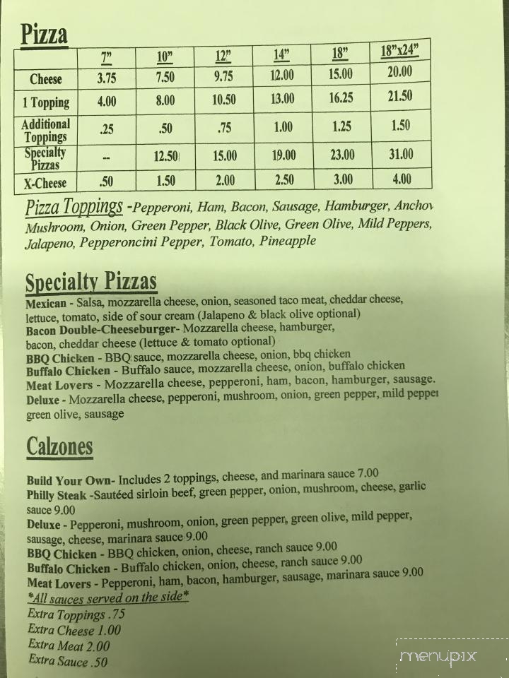 Online Menu of Pizza Barn, Cardington, OH