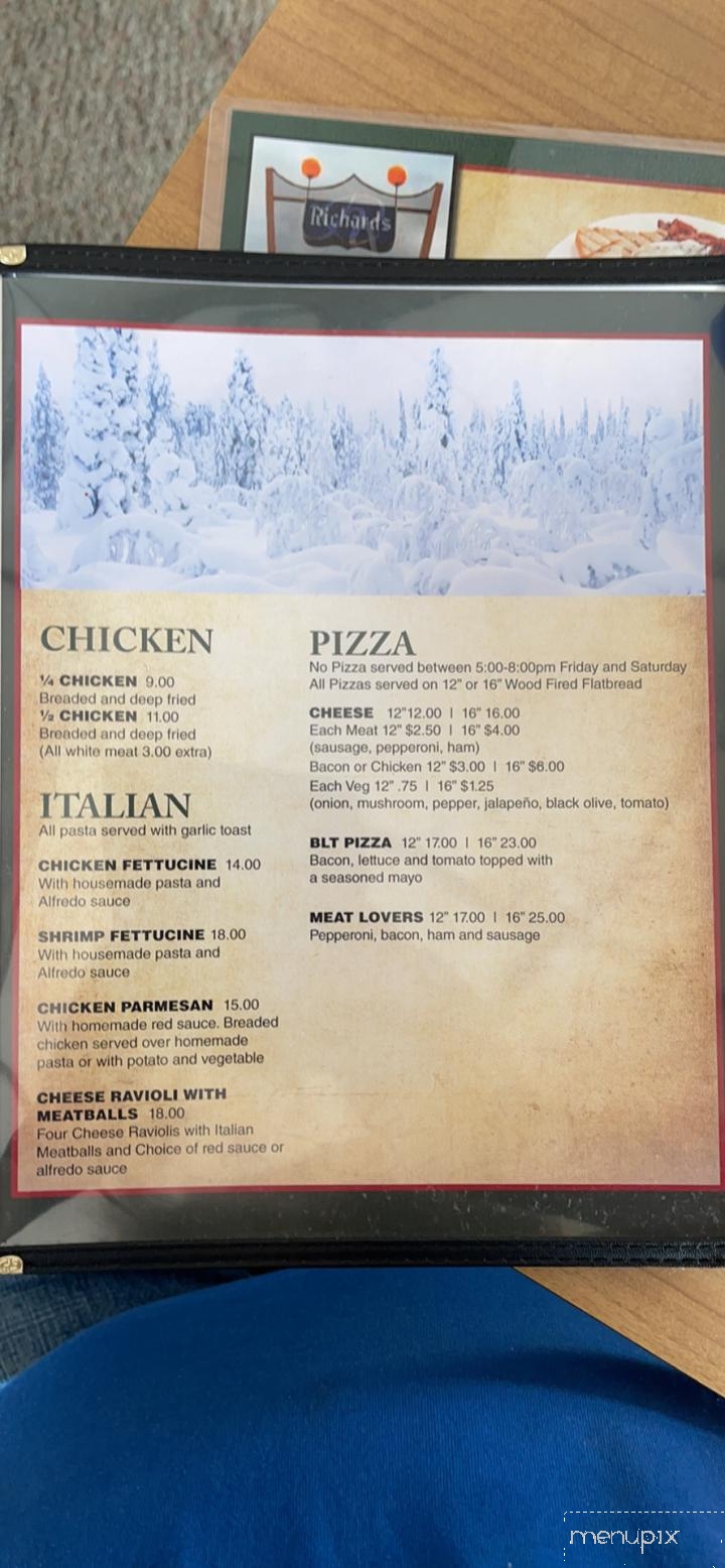 Menu of Richards' Family Restaurant in Dunbar, WI 54119