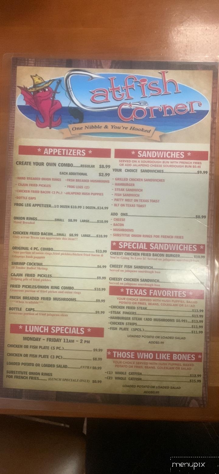 Online Menu of Catfish Corner, San Angelo, TX