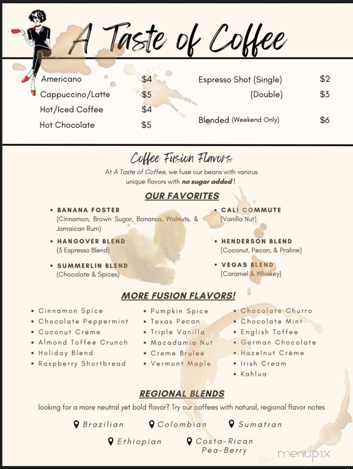 Menu of A Taste of Coffee in Henderson, NV 89052