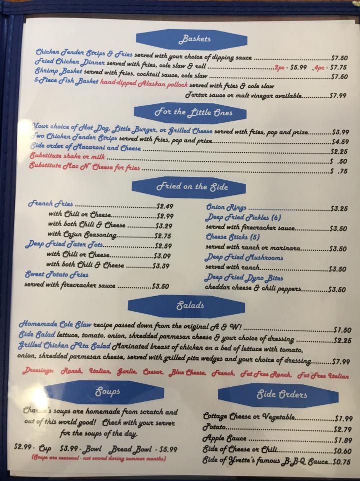 Menu of Eddies's Drive In West in Coloma, MI 49038