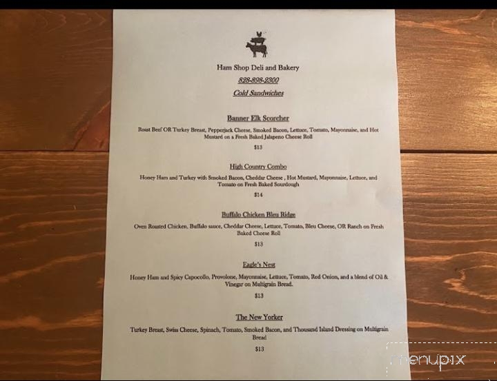 Online Menu of Ham Shop Deli & Bakery, Banner Elk, NC