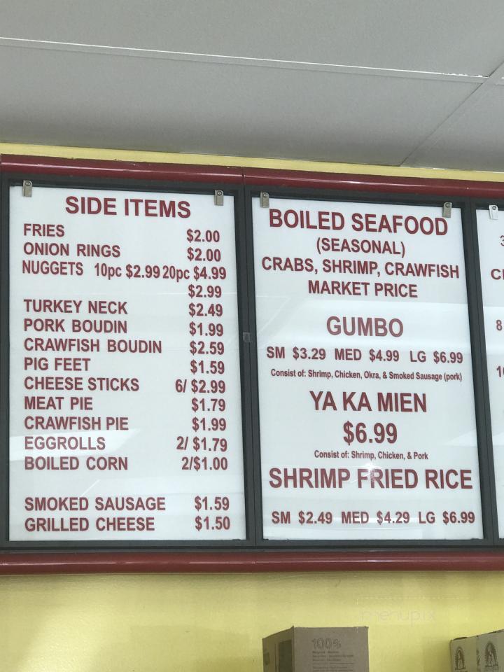 Menu of Seafood Zone in New Orleans, LA 70114