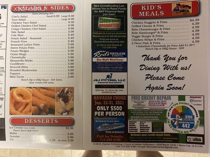 Menu of Midwest Deli & Grill Ltd in Holstein, IA 51025