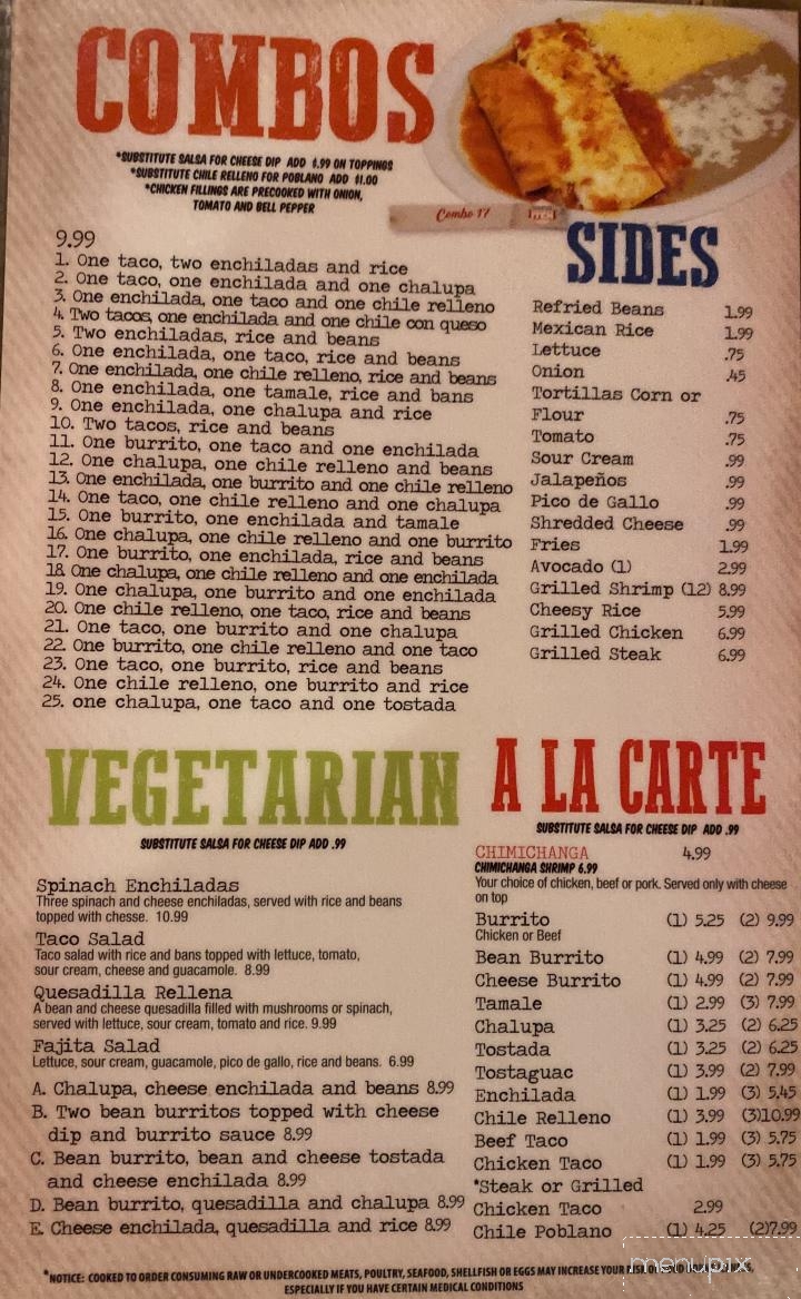 Menu of El Toril Mexican Restaurant in Kimball, TN 37347