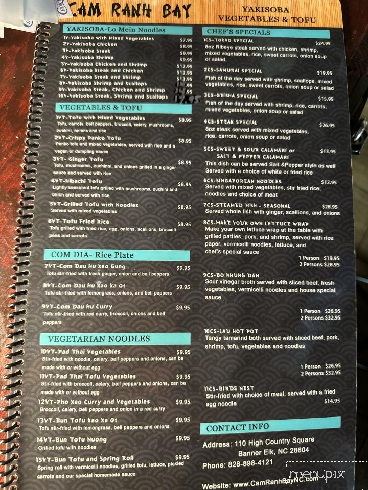 Online Menu of Cam Ranh Bay, Banner Elk, NC