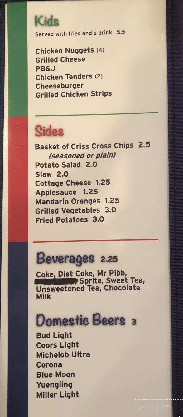 Menu of Main Street Cafe & Grill in Jane Lew, WV 26378
