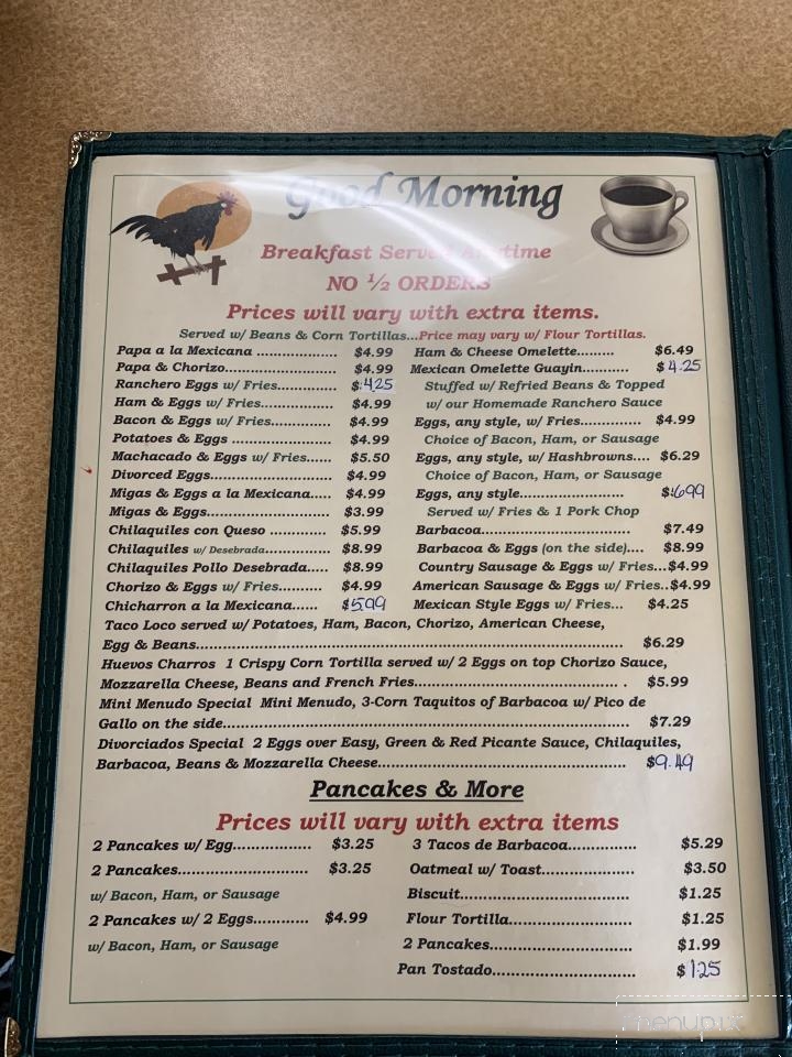 Menu of Fina's Coffee Shop in Brownsville, TX 78521