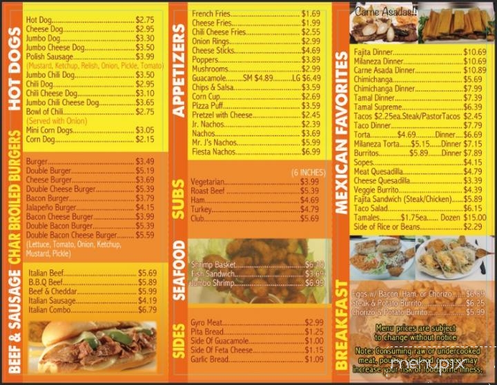 Menu of Mr J's Hot Dogs & Gyros in Ottawa, IL 61350