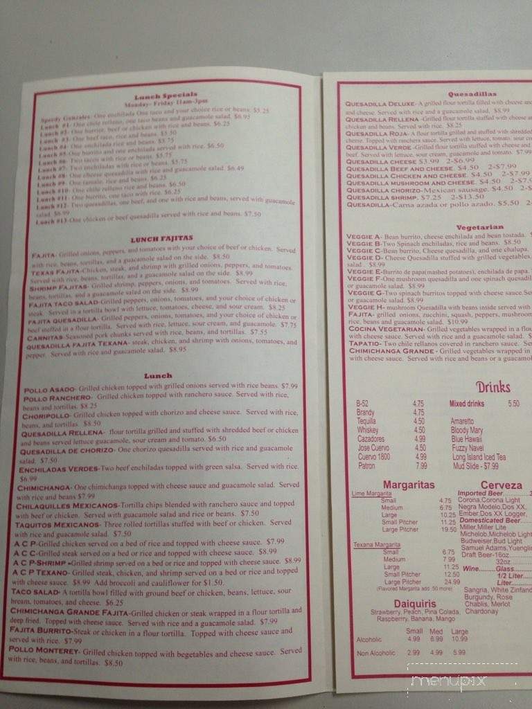 Menu of Dos Hermanos in New Martinsville, WV 26155
