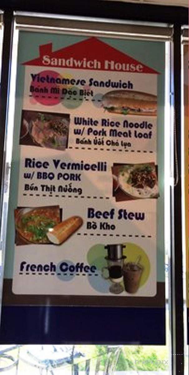 Menu of Sandwich House in Cypress, CA 90630