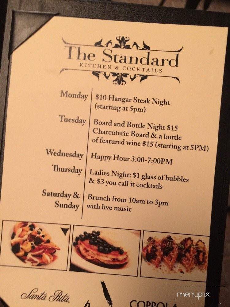 Online Menu of The Standard, Scottsdale, AZ