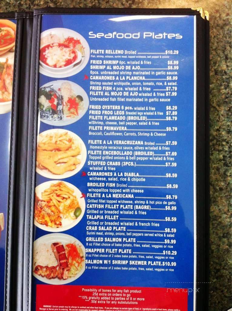Menu of La Playa Seafood Restaurant in San Antonio, TX 78213