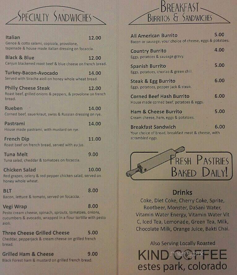 Menu of Scratch Deli and Bakery in Estes Park, CO 80517