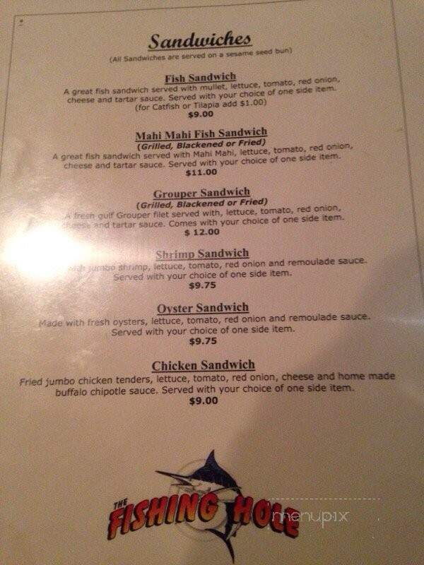 Menu of The Fishing Hole in Gulf Breeze, FL 32561