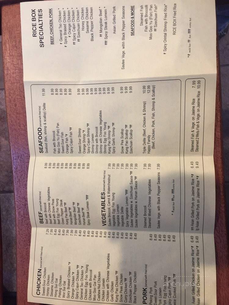 Menu of Rice Box in Louisville, KY 40214