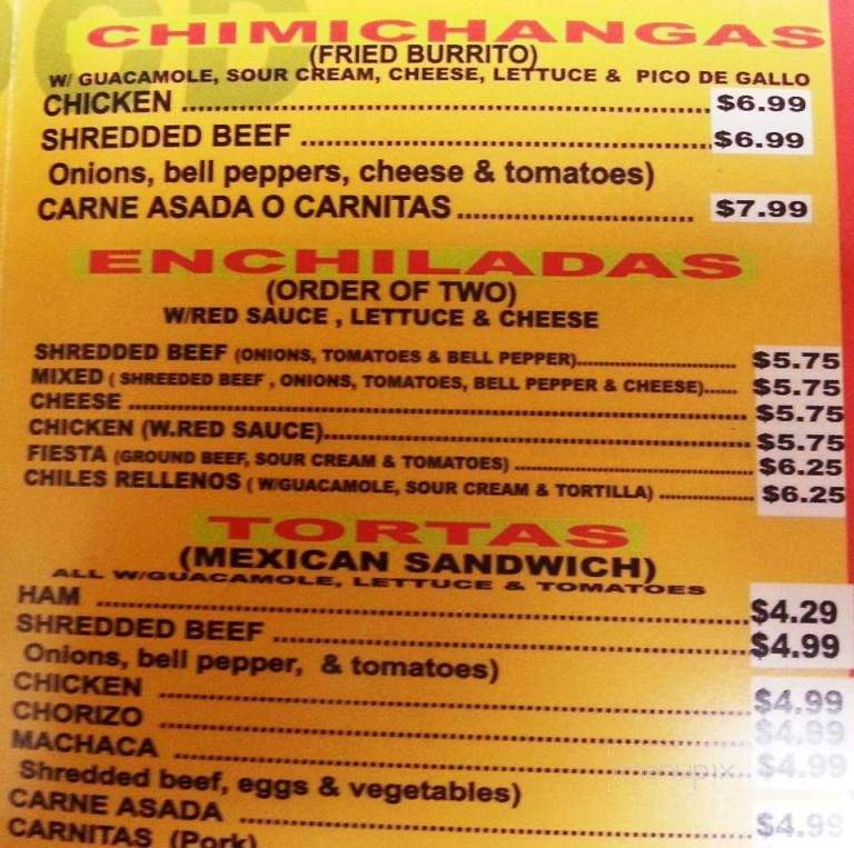 Menu of Pancho's Mexican Food in Springfield, MO 65807