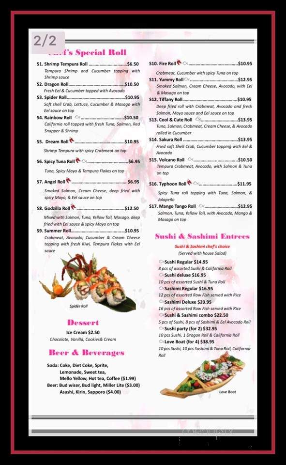 Menu of Sakura Sushi and Grill in Maryville, TN 37801