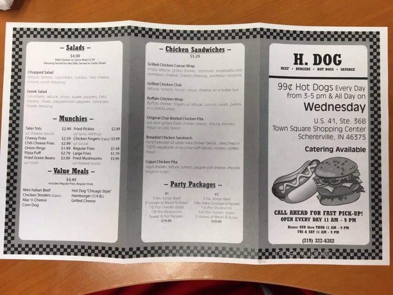 Menu of H Dog in Schererville, IN 46375