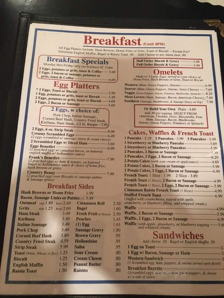 Menu of Frank's Diner in Hudson, FL 34667