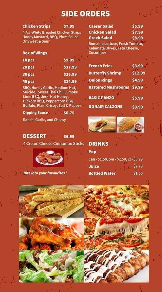 Menu of Best Of Stone Baked Pizzeria in Fort St John, BC V1J 6T4