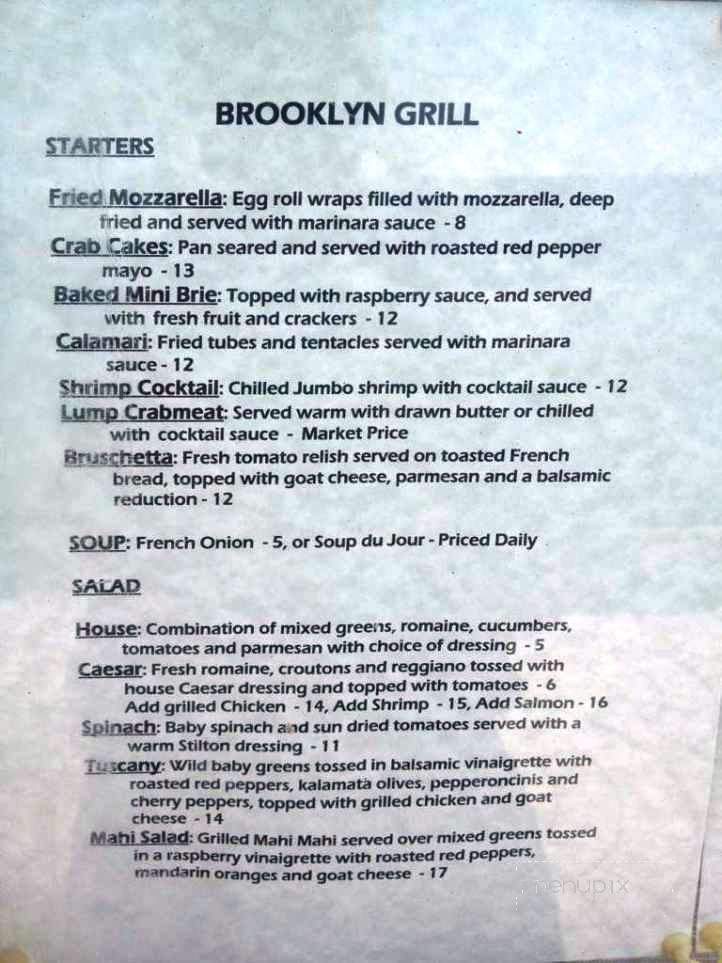 Menu of Brooklyn Grill & Cafe in Bristol, VA 24201