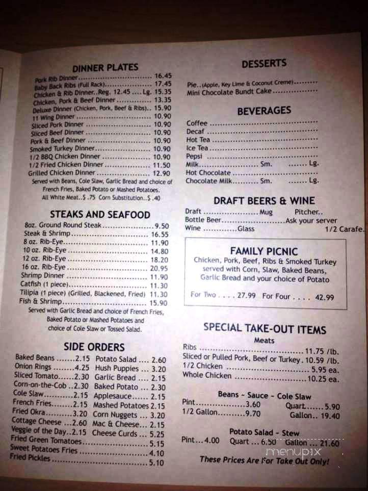 Menu of Schack's BarBQue in Winter Haven, FL 33884