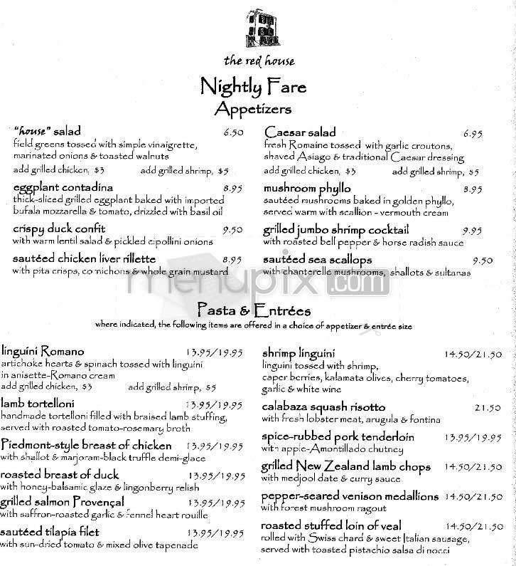 Menu of Red House in Yardley, PA 19067