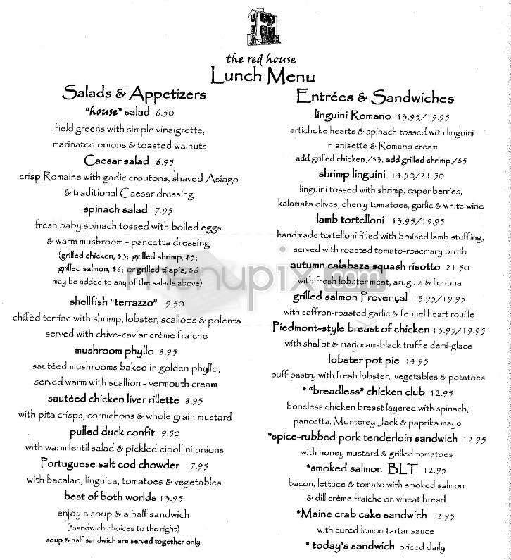Menu of Red House in Yardley, PA 19067