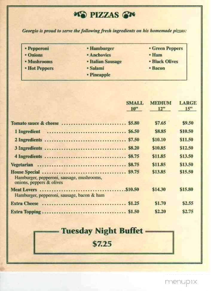 Menu of II Pizza in Saint SC 29477