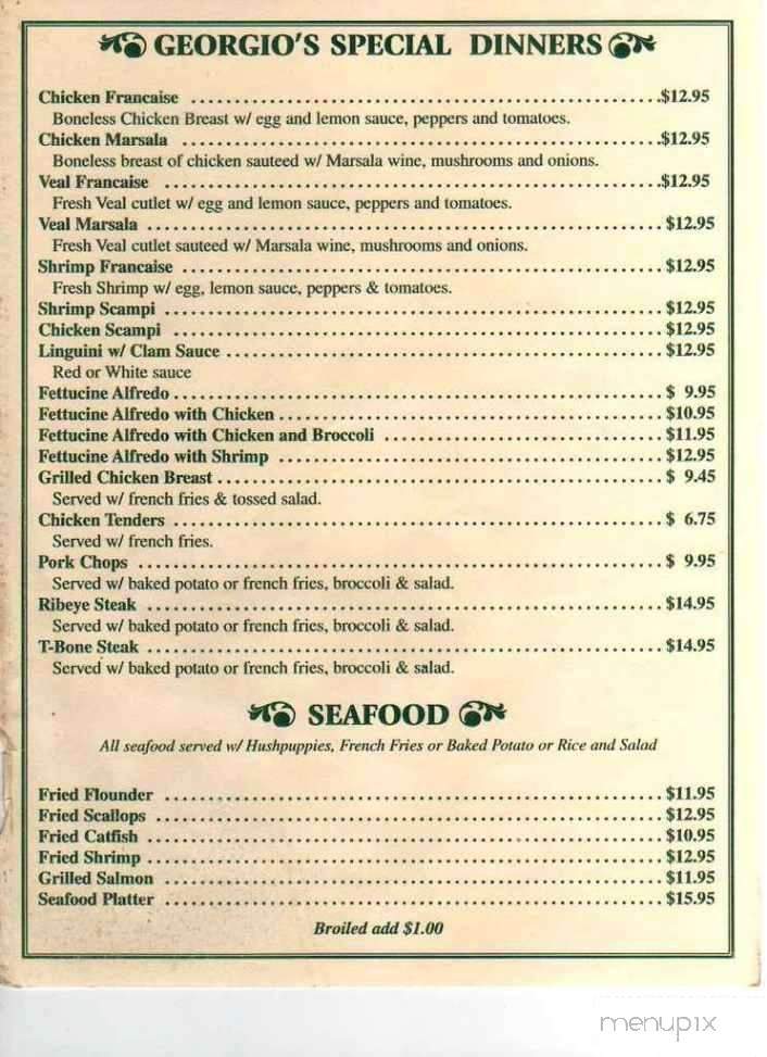 Menu of II Pizza in Saint SC 29477