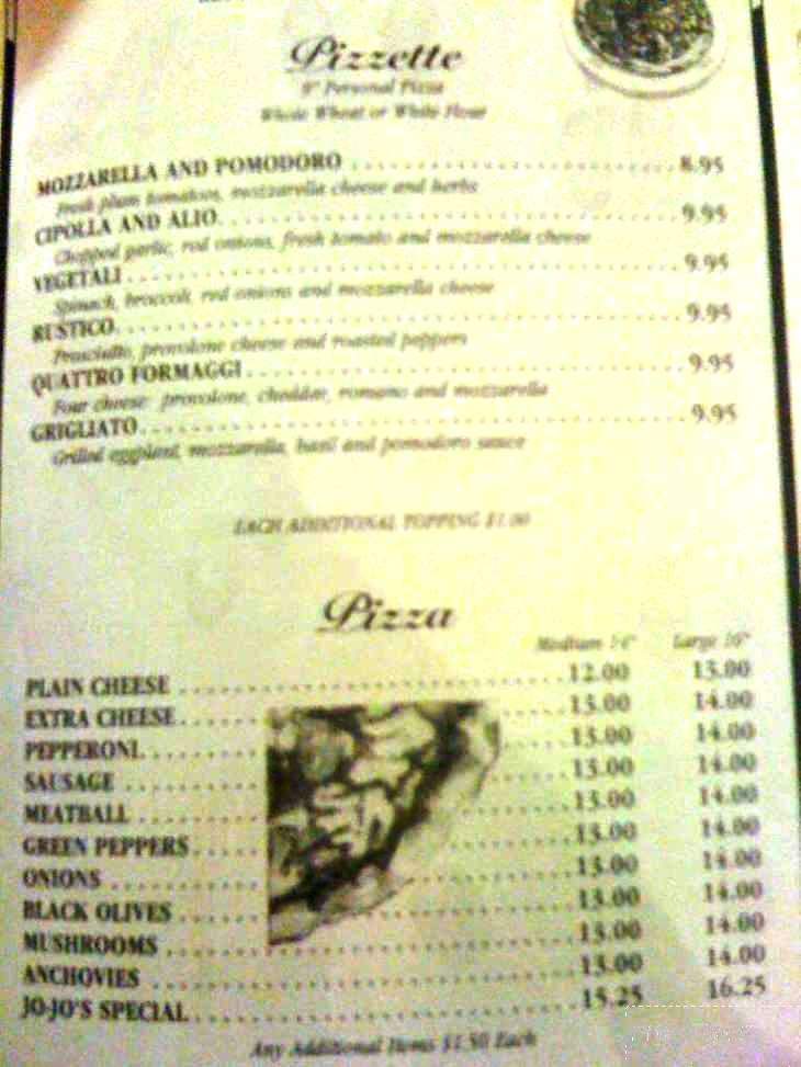 Menu of Jo Jo's Pizzeria & Restaurant in Ventnor City, NJ 08406