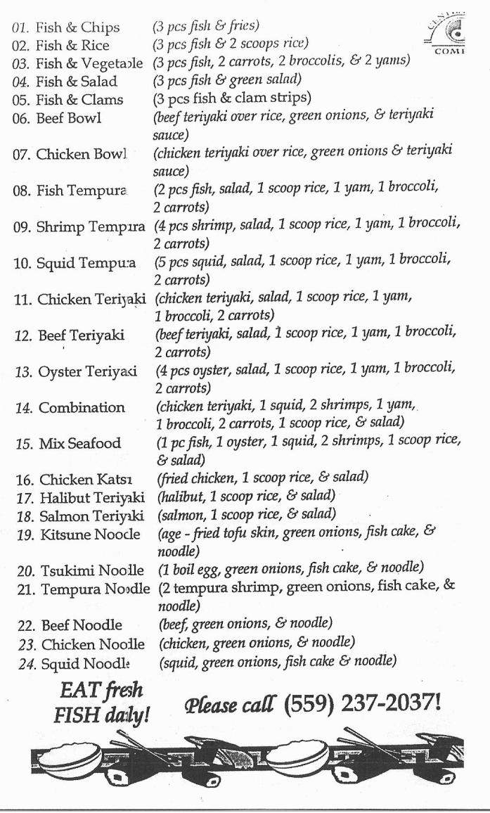 Menu of Central Fish Co in Fresno, CA 93706