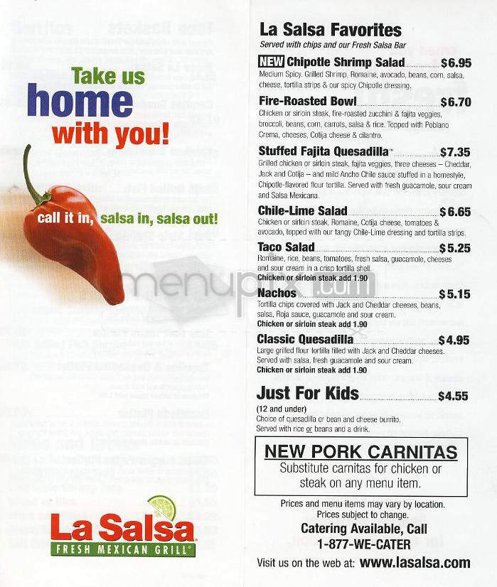 Menu of La Salsa in Santa Barbara, CA 93105