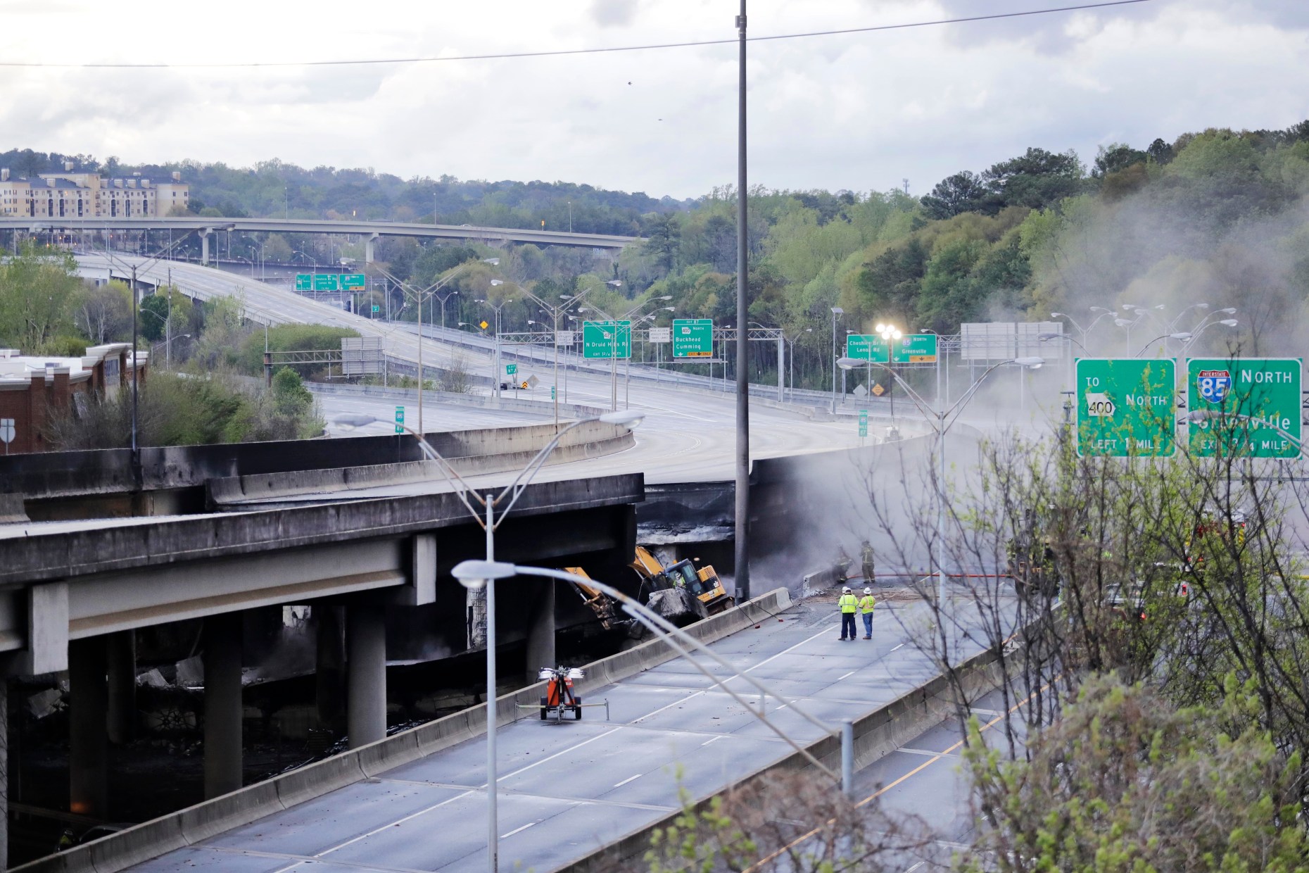 Atlanta Overpass Fire Map 3 arrested in fire that collapsed Atlanta highway overpass