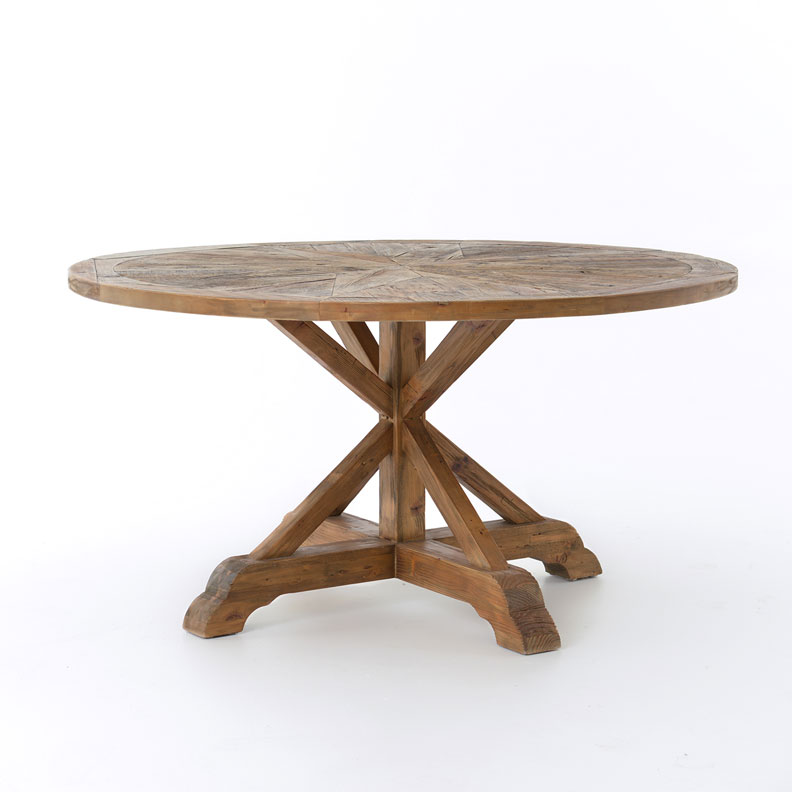 French Farmhouse Trestle Round Dining Table 60" atelieryuwa.ciao.jp