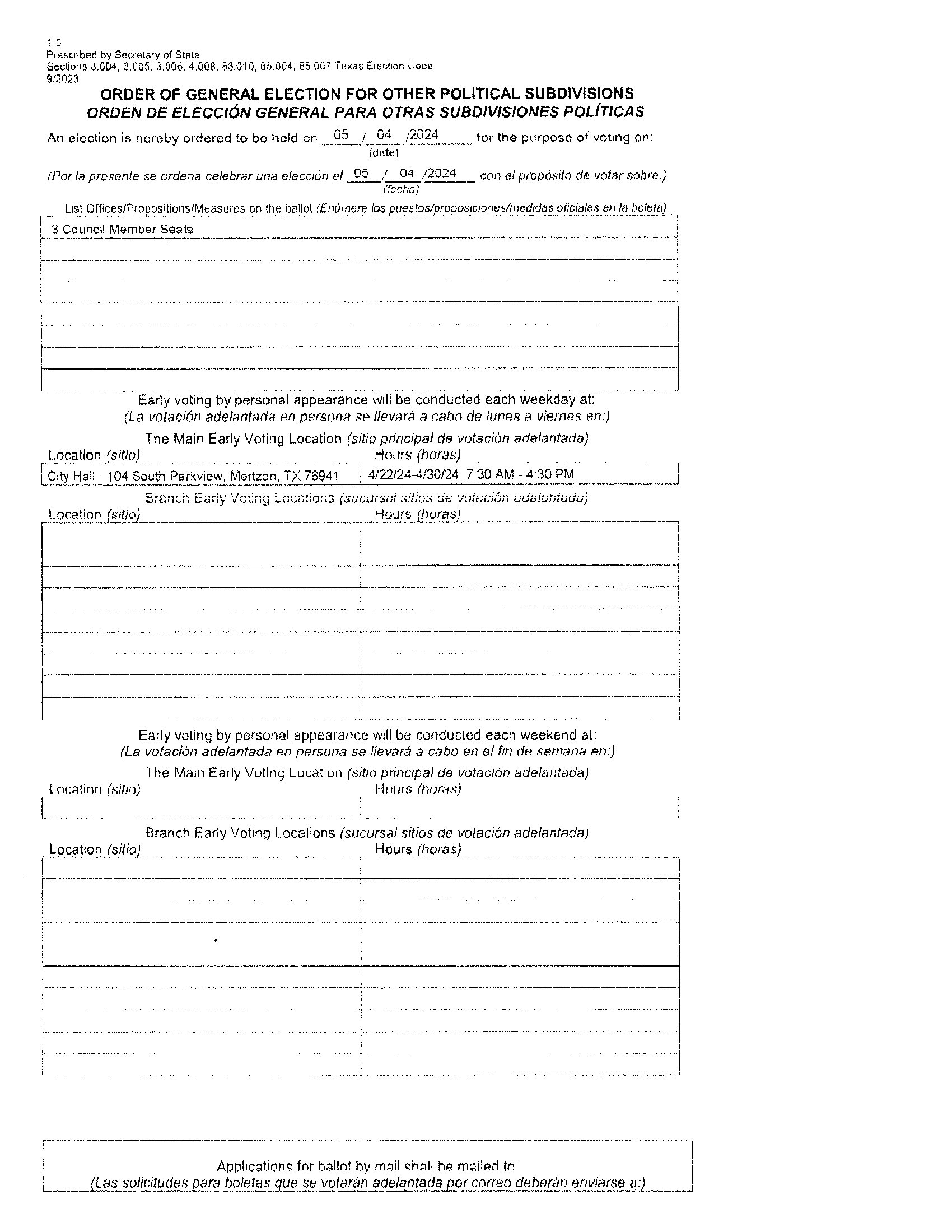 City of Mertzon Mertzon, Texas Mertzon, Texas