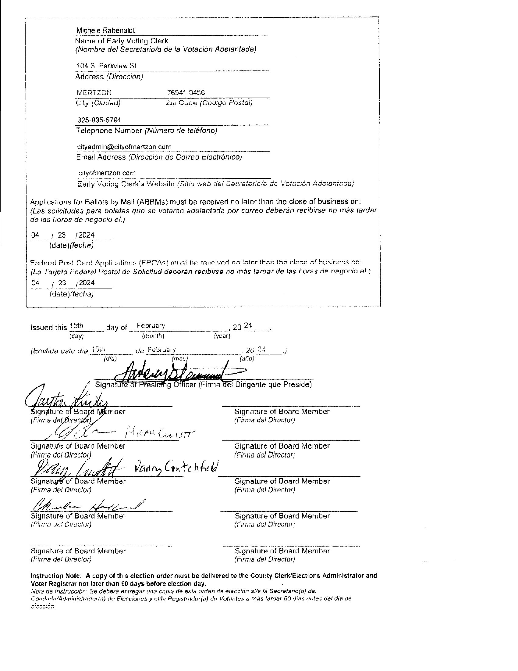 City of Mertzon Mertzon, Texas Mertzon, Texas