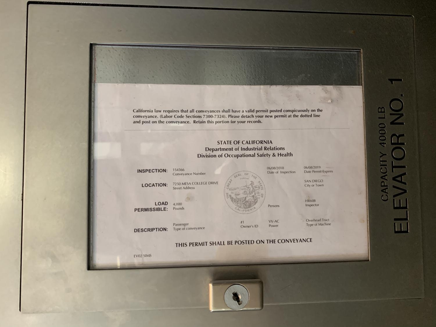 Expired elevator permits at Mesa’s G Building and Student Services