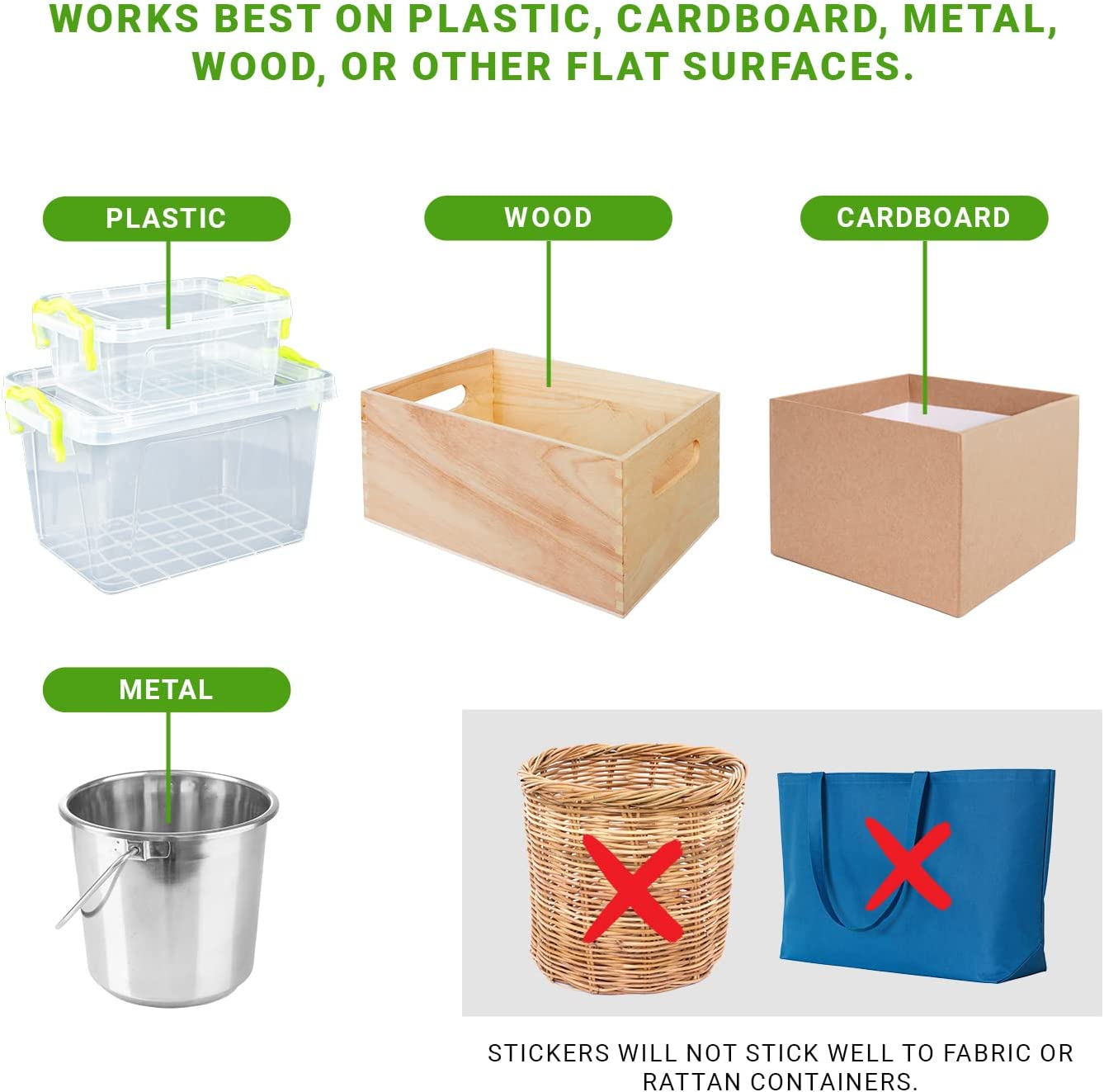 MESS Large Labels for Storage Bins (50 6x4") Storage Bin Labels