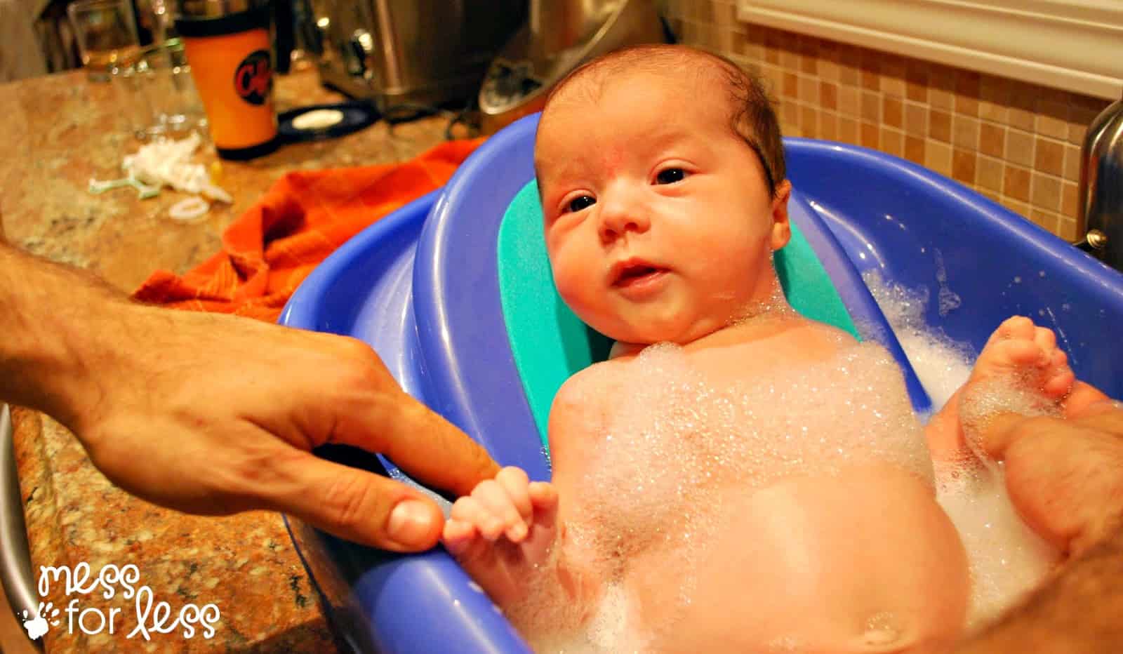 Using Bath Time to Connect with Baby Mess for Less
