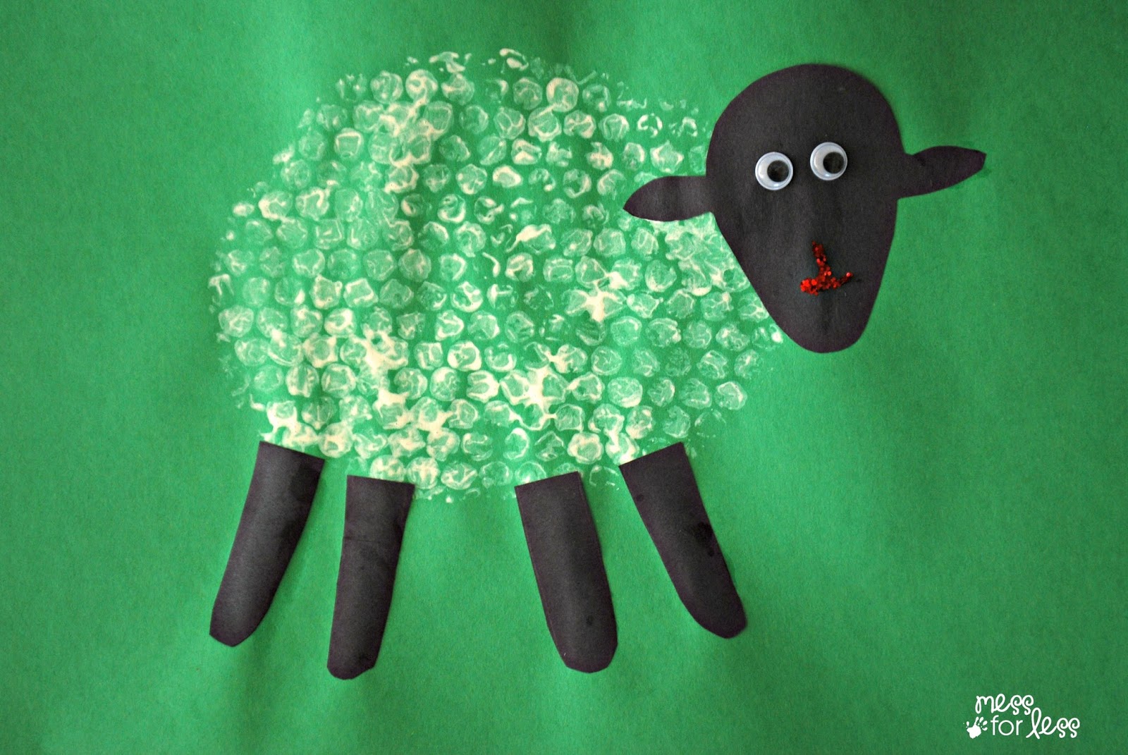 Bubble Wrap Sheep Craft Mess for Less