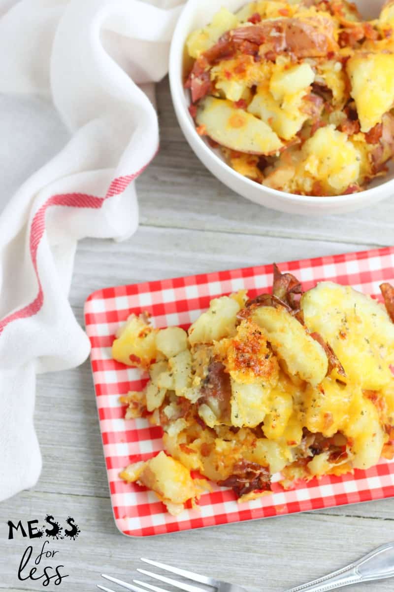 Bacon Cheddar Ranch Smashed Potatoes Mess for Less