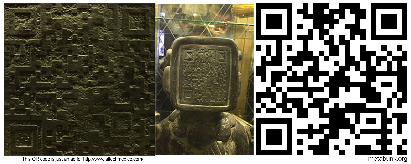 Decoded Statue with a QR code head Metabunk
